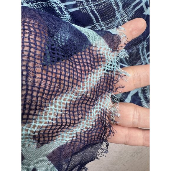 Vera Bradley Plaid Blue Teal Sheer Scarf Wrap NWOT - Picture 10 of 11